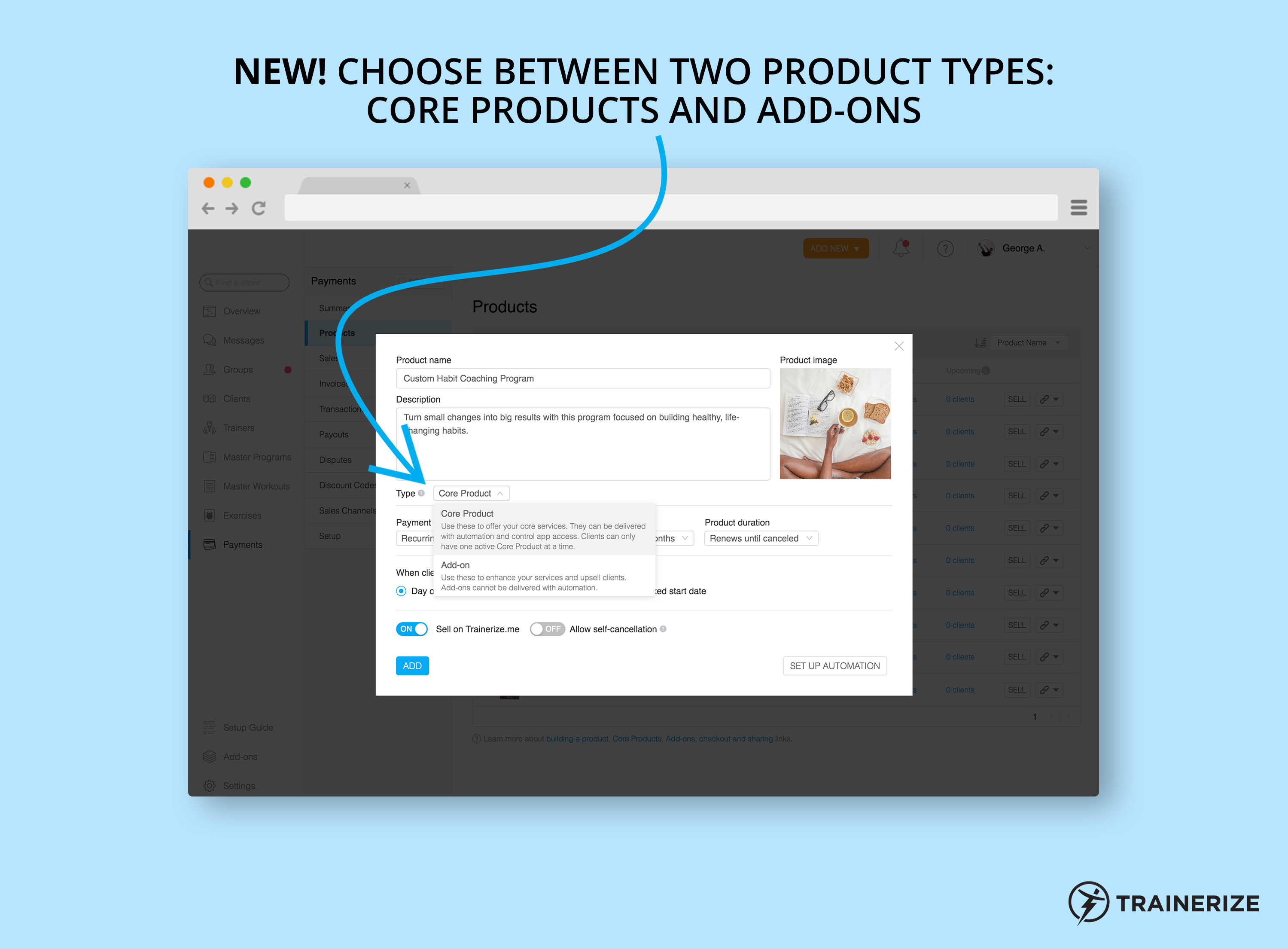 New in Trainerize Pay: Add-on Products