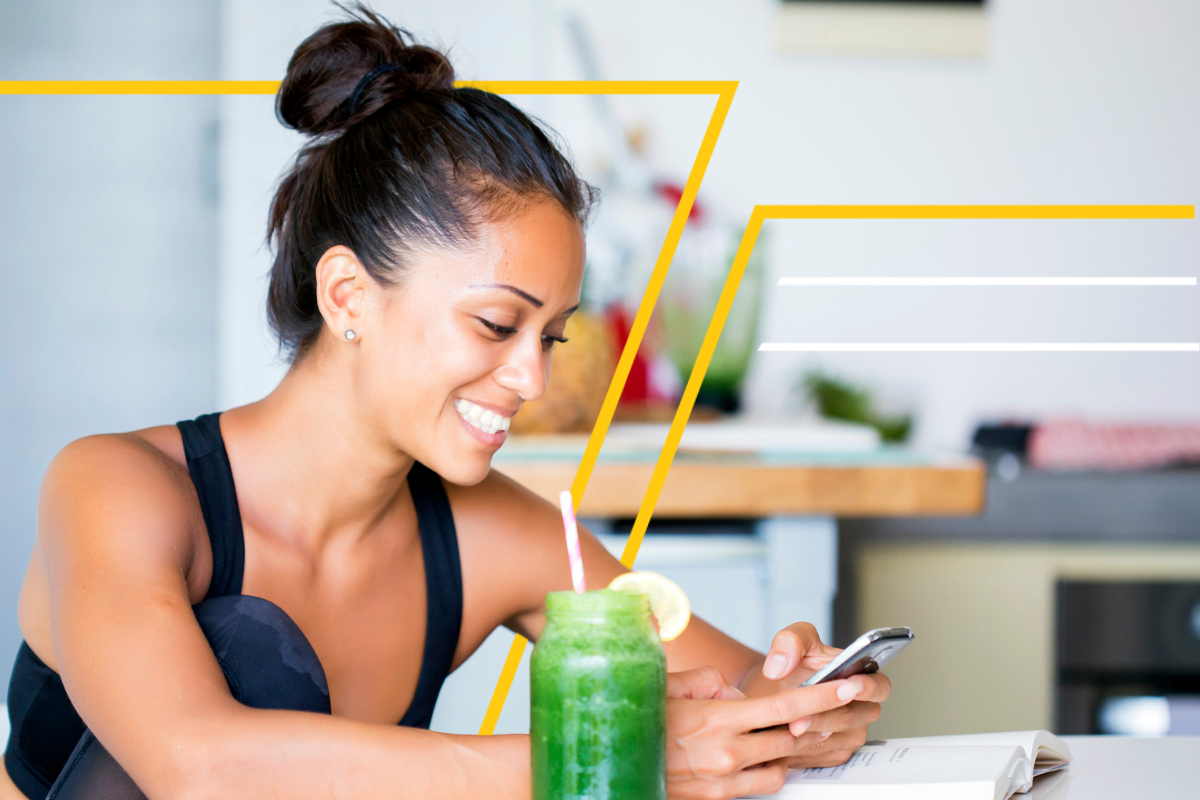Fitness Professional staying up to date on her phone